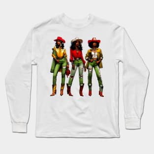 Black Cowgirl Western Rodeo Melanin Black History Texas Long Sleeve T-Shirt